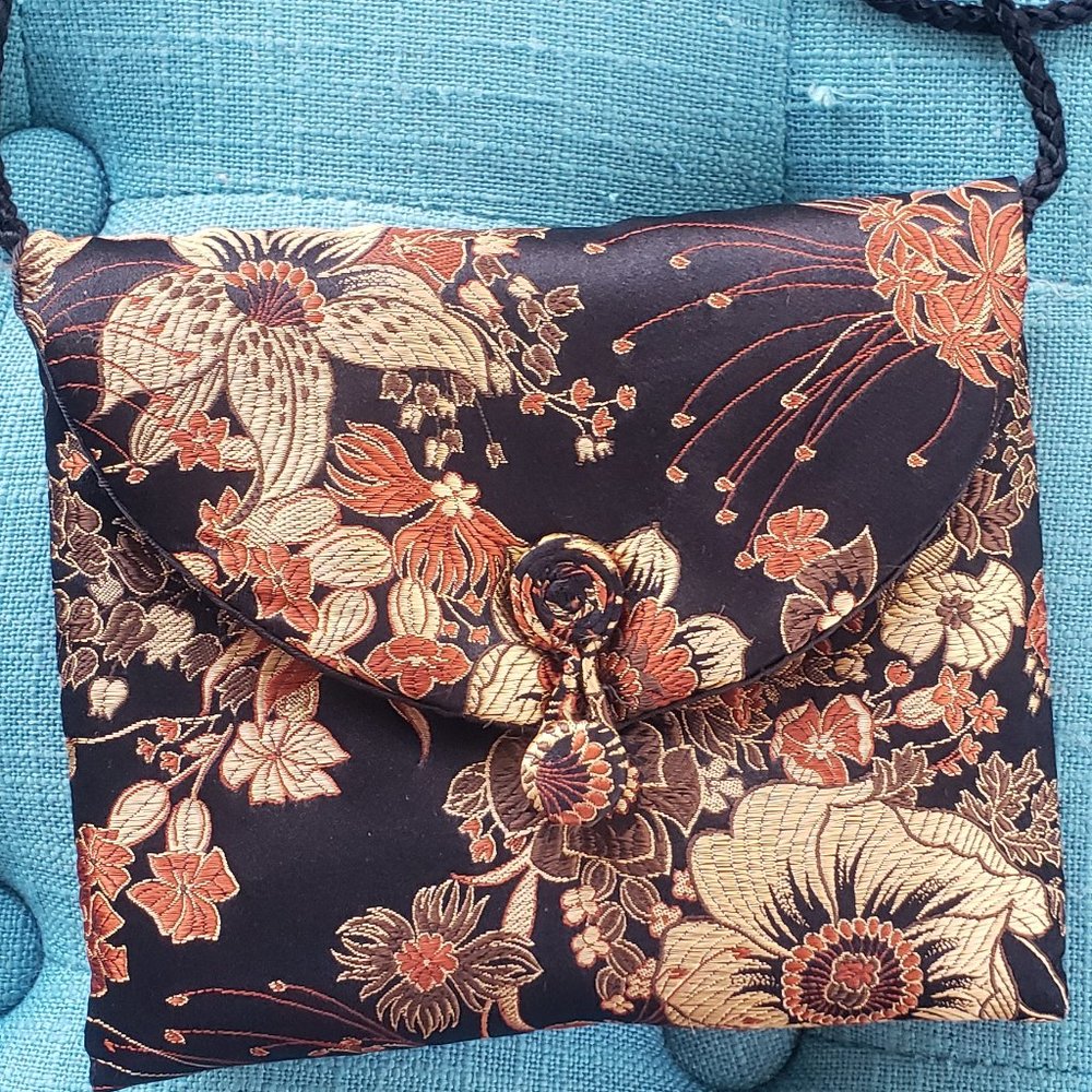 Pure silk vintage handmade crossbody mini bag
